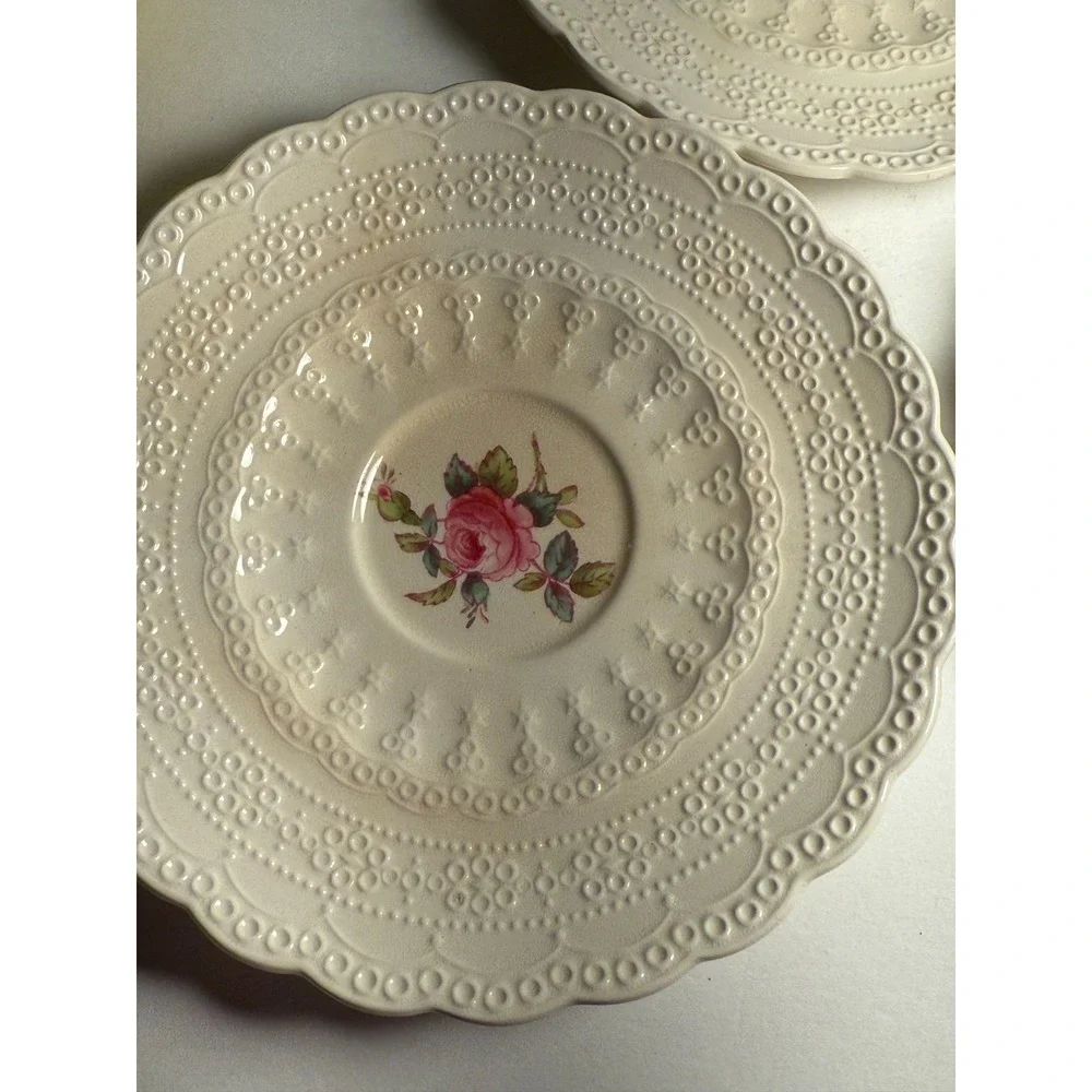 Vintage Copeland Spode Jewel Billingsley 3 Rose Saucers Made In England 1926 Lot